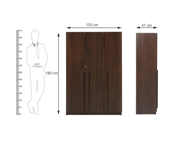 Three Door Wardrobe Without Drawer & Without Mirror
