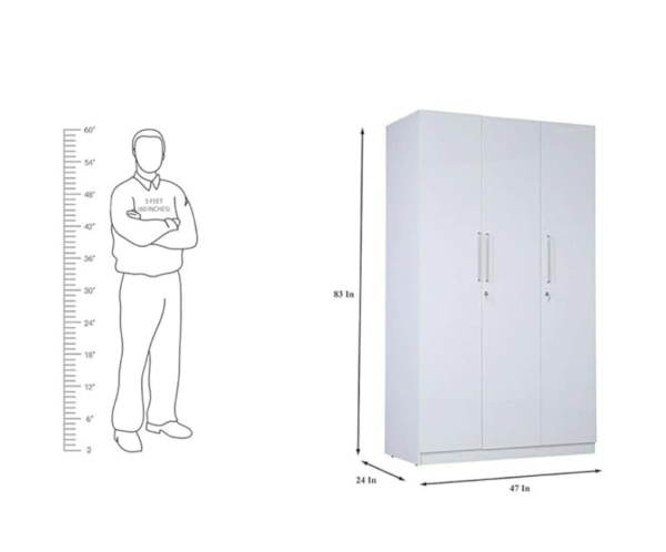 Three Door Wardrobe with Drawer | Frosty White