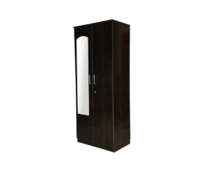 Orchid Dark Wooden Double Door Wardrobe with Mirror | Standard | Brown