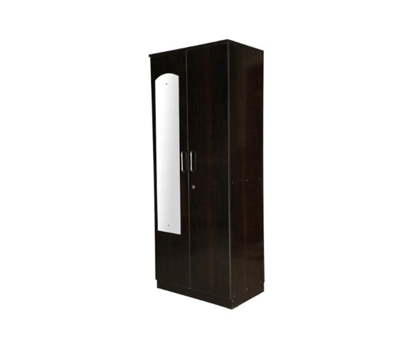 Orchid Dark Wooden Double Door Wardrobe with Mirror | Standard | Brown
