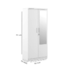 Engineered Wood Double Door Wardrobe With Drawer And Mirror | Frosty White Colour