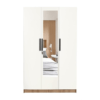 Engineered Wood Three Door Wardrobe | Finish Color - Milky Oak | Mirror Included