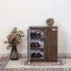 Engineered Wood Shoe Rack with Wooden Legs Multipurpose |1 Cabinet with 3 Shelves