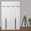 Engineered Wood Four Door Wardrobe Frosty White With Loft And Locker for Bedroom Multiple Shelves For Storage