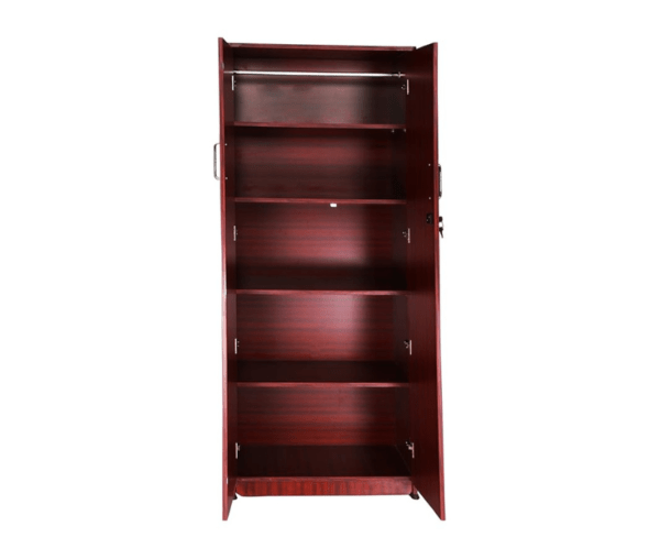 Double Door Wardrobe with Mirror in Rosewood Color