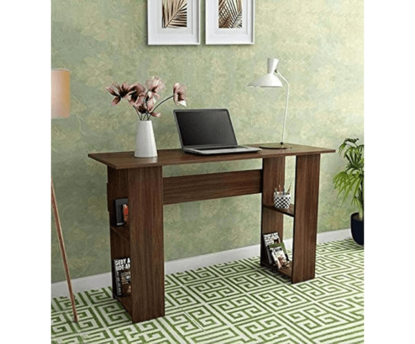 Study Table for Students | Office Desk with Shelf Storage Wooden | Laptop Tables for Home | Walnut Brown Finish