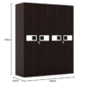 Engineered Wood Four Door Wardrobe | Dark Brown with Drawer