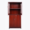 Four feet Matte Multi-Ply Wood Bookcase with Four Door in Maroon Color