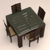 Square Glass Dinning Table with Four Seaters