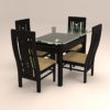 Colonial Styled Four Seater Dinning Set with Glass Table Top