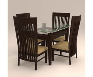 Vertical Striped Four Seater with Glass Top Dinnng Set