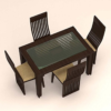 Rectangular Glass Dinning Set with Four Seater Vertical Striped Chairs