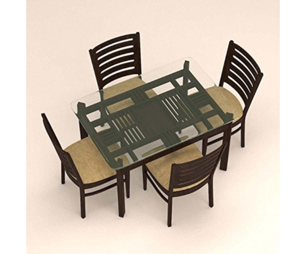 Ladder Style Four Seater Dining Set with Glass Table Top