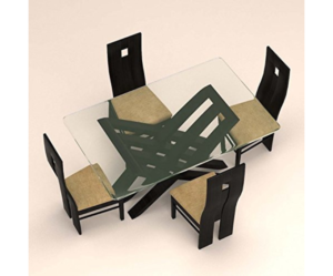 Criss Cross Designed Four Seater Glass Dinning Set