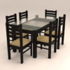 Rectangular Glass Dinning Set with Six Seater Ladder Back Chairs