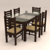 Glass Dinning Set with Rectangular Table and Six Seater Ladder Back Chairs