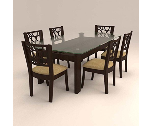 Six Seater Glass Dinning Set with Circular Design