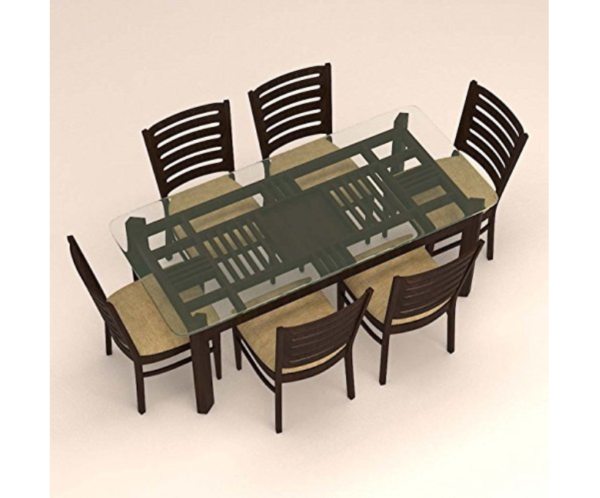 Ladder Style Six Seater Dining Set with Glass Table Top