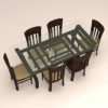 Vertical Striped Six Seater with Glass Top Dinnng Set