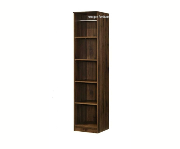 Single Door Wardrobe with 5 Shelves | Brown and Off White