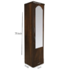 Wood Base Dark Wooden Texture Single Door Wardrobe with Mirror