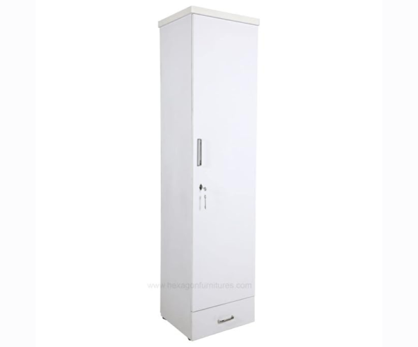 Crystal Engineered Wood Single Door Wardrobe | White