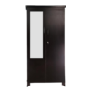 Double Door Wardrobe with Mirror and Drawers in Dark Walnut