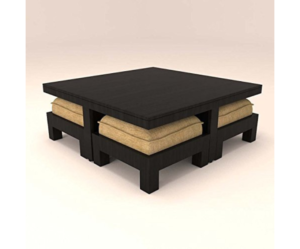 Four Stool Living Room Table with Beige Cushions
