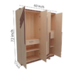 Premium Four Door Wardrobe Light Brown Particle Board Machine Finished