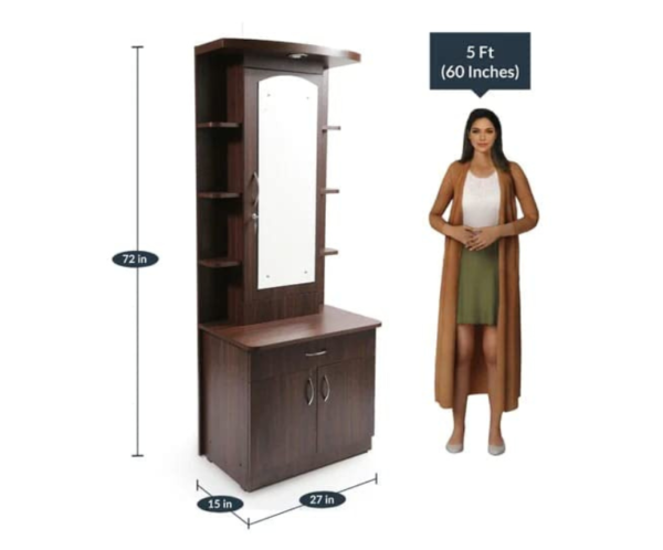 Dressing Table | American Walnut Finish with Shelves and Drawer