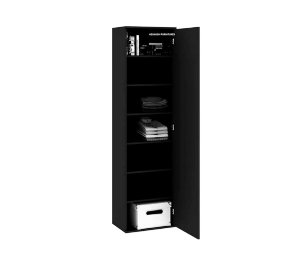 Single Door Wardrobe | Dark Chocolate Brown with Shelves | Engineered Wood