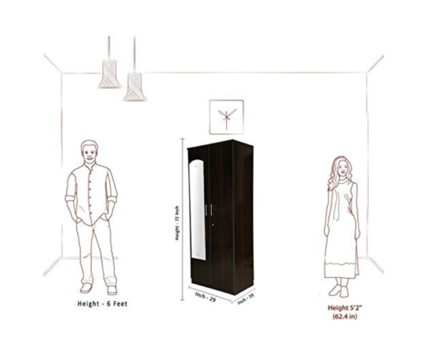 Orchid Dark Wooden Double Door Wardrobe with Mirror | Standard | Brown