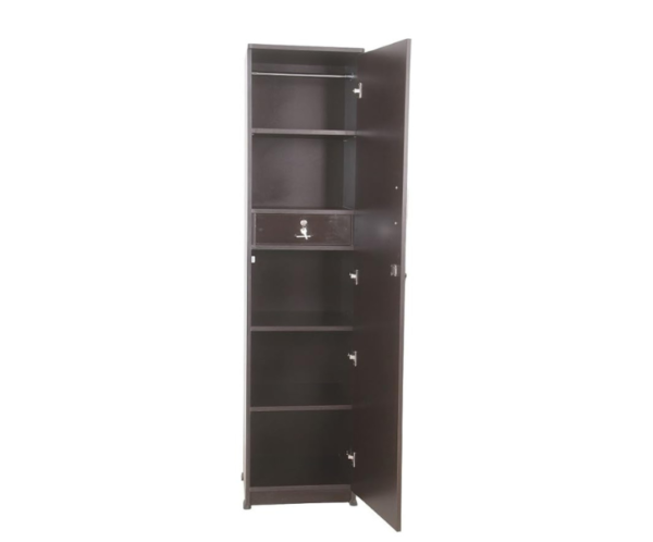 2 Single Door with Drawer in Dark Walnut Color