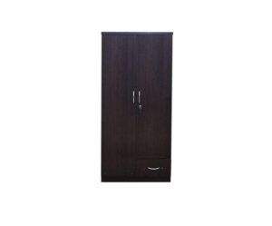 Double Door Wardrobe with Drawer and Shelves | Wenge Finish