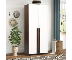 Deluxe Two Door Engineered Wood Wardrobe Without Mirror and Drawer White