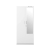 Engineered Wood Double Door Wardrobe With Drawer And Mirror | Frosty White Colour