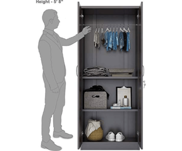 Engineered Wood Double Door Wardrobe | Finish Color - Wenge