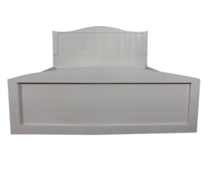 White Queen Size Textured Bed with Storage | Wood