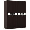 Engineered Wood Four Door Wardrobe | Dark Brown with Drawer