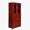 Four feet Matte Multi-Ply Wood Bookcase with Four Door in Maroon Color