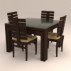 Square Glass Dinning Table with Four Seaters