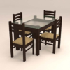 Rectangular Glass Dinning Set with Four Seater Ladder Back Chairs