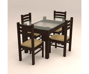 Rectangular Glass Dinning Set with Four Seater Ladder Back Chairs