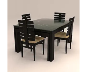 Fishboned Styled Glass Dinning Set with Four Seaters
