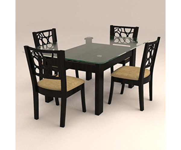 Four Seater Glass Dinning Set with Circular Design