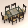 Glass Dinning Set with Rectangular Table and Six Seater Ladder Back Chairs