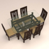 Colonial Styled Six Seater Dinning Set with Glass Table Top