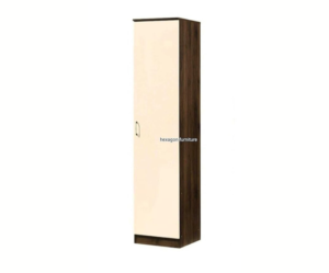 Single Door Wardrobe with 5 Shelves | Brown and Off White