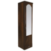 Wood Base Dark Wooden Texture Single Door Wardrobe with Mirror