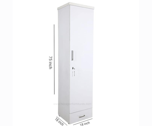 Crystal Engineered Wood Single Door Wardrobe | White